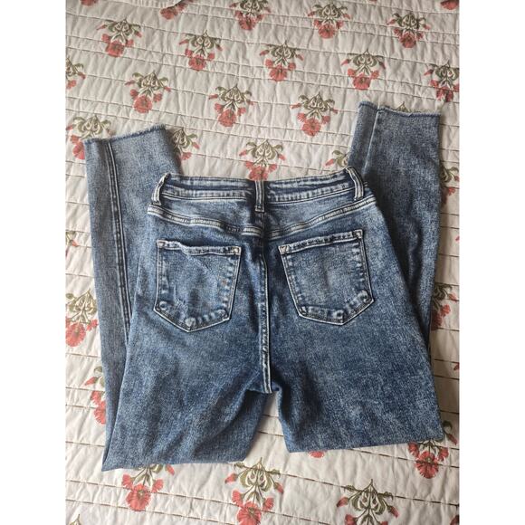 Flying Monkey High Rise Skinny Ankle Destroyed Blue Jeans Women's Size 29 - Picture 4 of 6